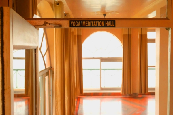 Dedicated Yoga/Meditation Hall with amazing view of the Ganges River and morning sun.