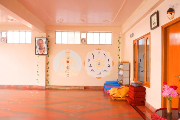 Dedicated Yoga/Meditation Hall with amazing view of the Ganges River and morning sun.